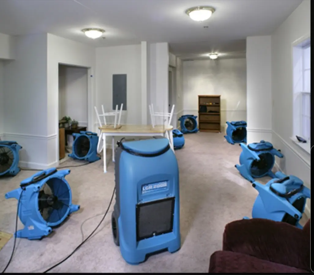 Air movers and dehumidifier setup for Water Extraction & Removal in Albemarle